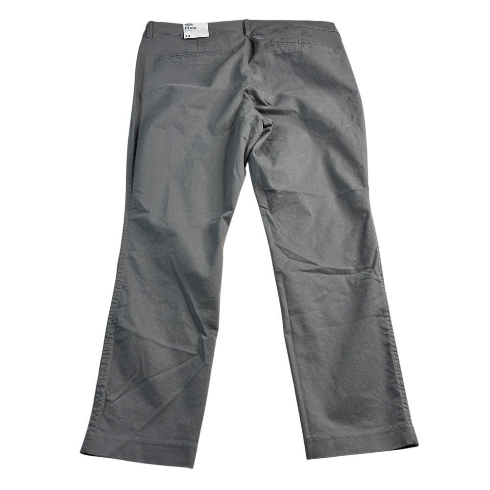 Old Navy Pixie Mid Rise Gray Twill Pants Women Size 14 New With Tags - Picture 3 of 16